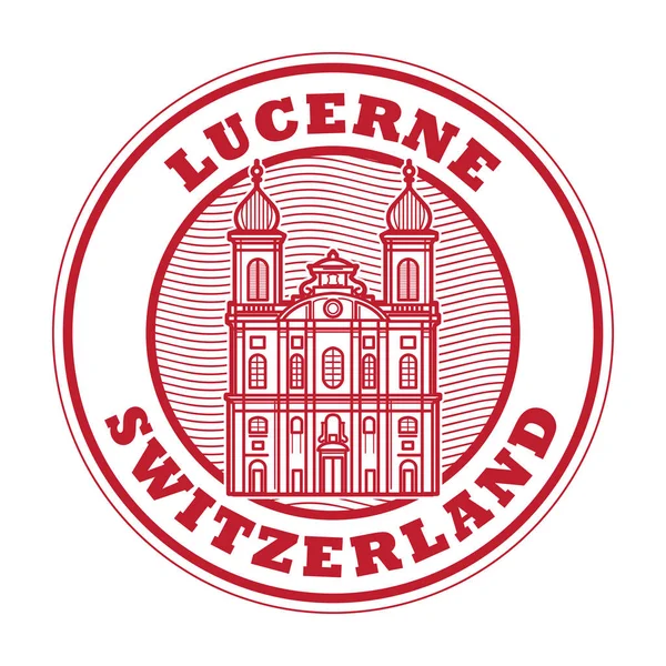 Stempel met jezuïetenkerk, Luzern, Zwitserland — Stockvector