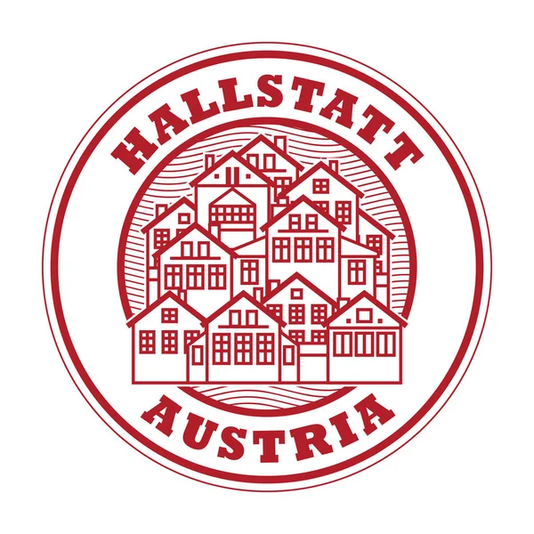 Timbre abstrait en caoutchouc avec mots Hallstatt, Autriche — Image vectorielle