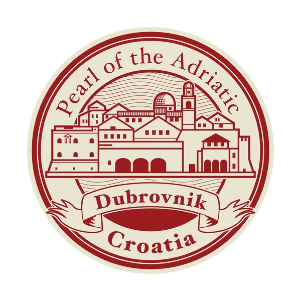 Selo de borracha abstrato com Dubrovnik, Croácia — Vetor de Stock