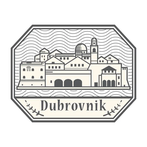 抽象橡皮图章与杜布罗夫尼克, 克罗地亚 — 图库矢量图片