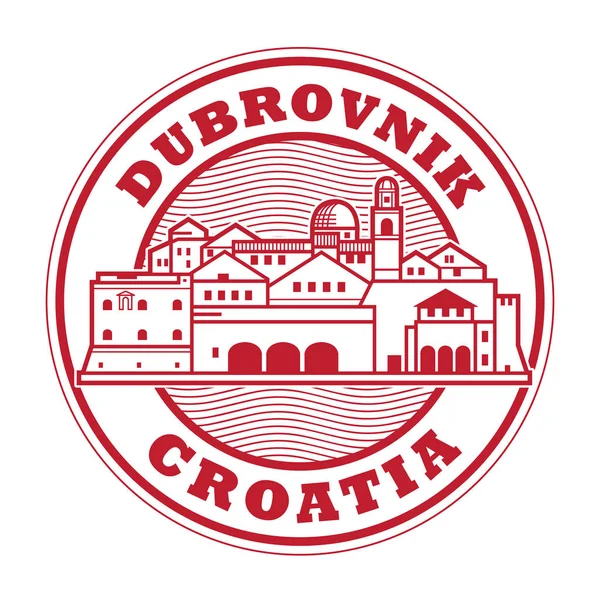 डबरोवनिक, क्रोएशिया के साथ रबड़ टिकट निकालें — स्टॉक वेक्टर