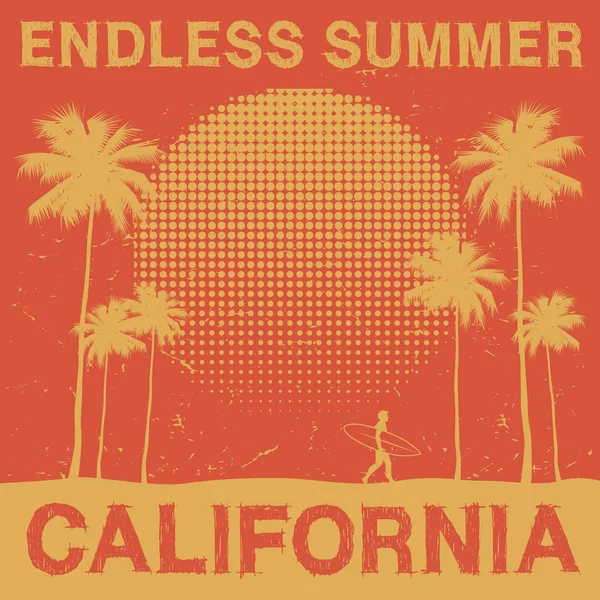 California beach, sörfçü poster ya da t-shirt grafik
