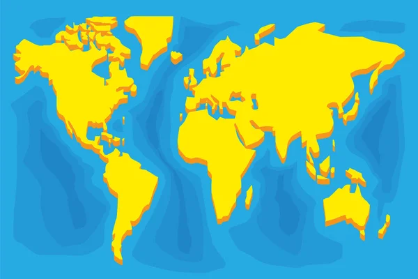 Eenvoudige gestileerde wereld kaart silhouet — Stockvector