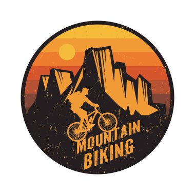 Amblem, rozet veya logo bir dağ bisikleti üzerinde bir binici