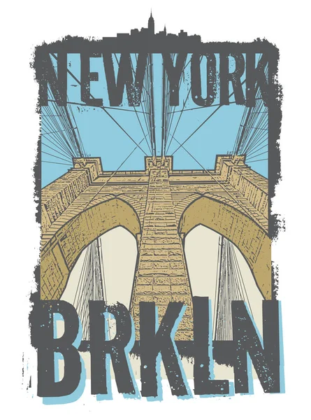 Brooklyn Köprüsü, New York, — Stok Vektör