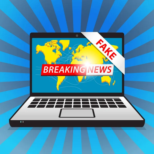 Breaking News - Fake. Världens nyheter med karta backgorund — Stock vektor