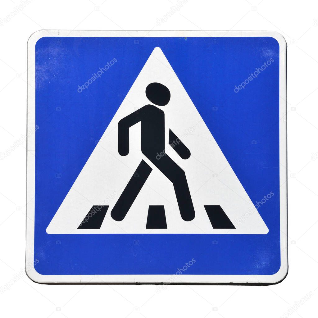 Pedestrian crossing old road sign isolated