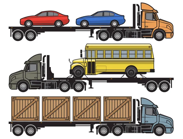 Moderne vrachtwagen trailer. Vracht leveren voertuig — Stockvector