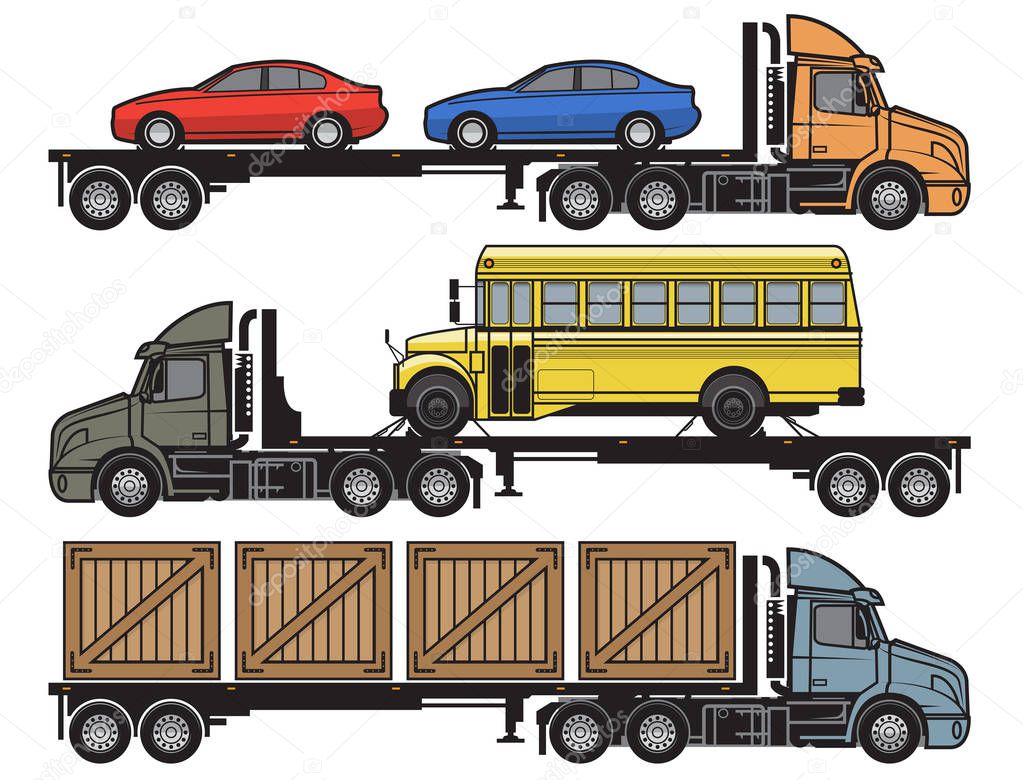 Modern Cargo Truck Trailer. Cargo delivering vehicle