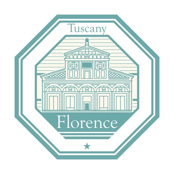 Briefmarke mit Basilika in Florenz — Stockvektor