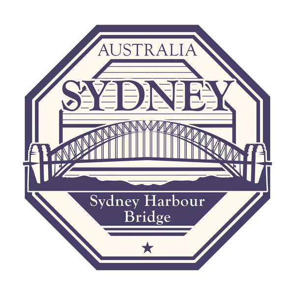 邮票悉尼港湾大桥， 澳大利亚 — 图库矢量图片