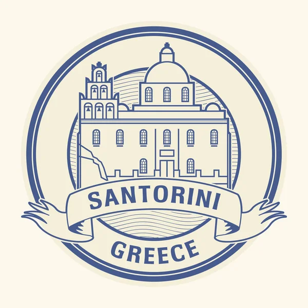 Santorini, sello de Grecia — Vector de stock