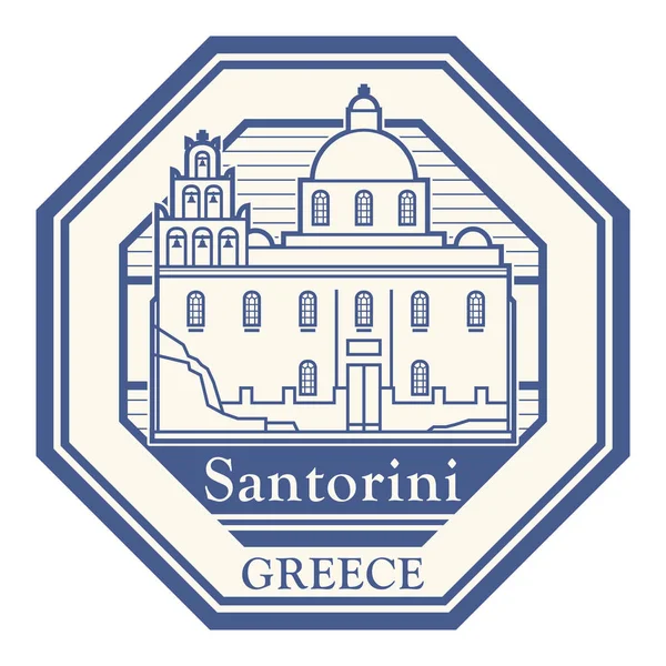 Santorini, sello de Grecia — Vector de stock