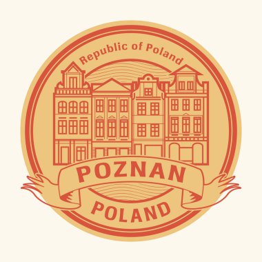 Poznan eski şehir ile soyut kauçuk damga