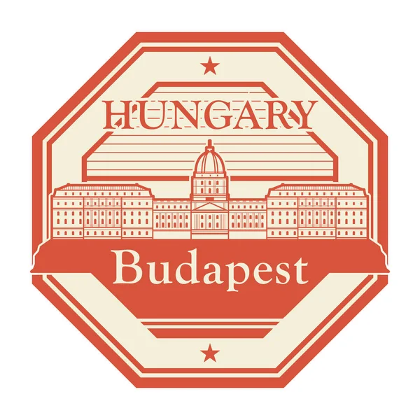 Buda Castle in Budapest, Hungary stamp — Stock Vector