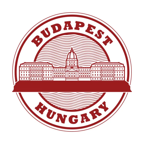 Budapeşte'deki Buda Kalesi, Macaristan damgası — Stok Vektör