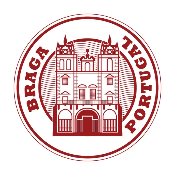 Braga, Portugalia pieczęć — Wektor stockowy