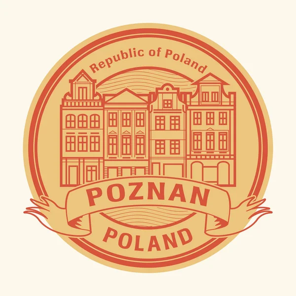 Carimbo de borracha abstrato com Poznan cidade velha —  Vetores de Stock