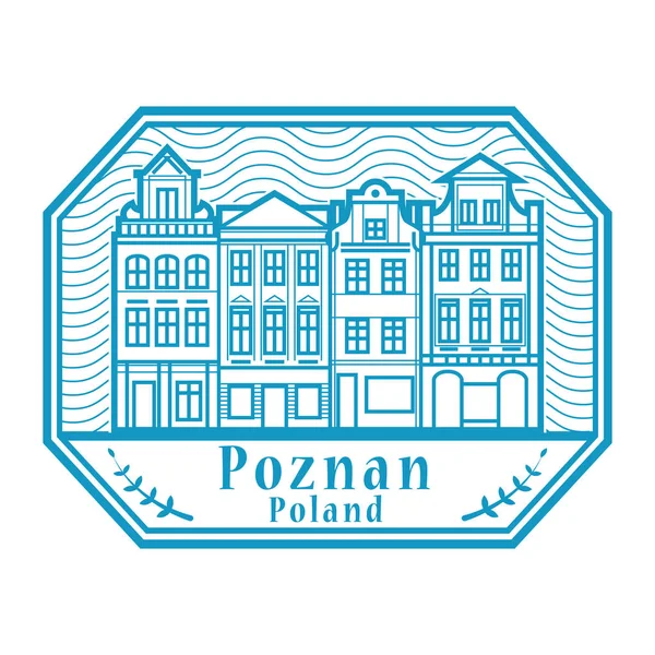 Abstract rubber stamp with Poznan old town — Stock Vector