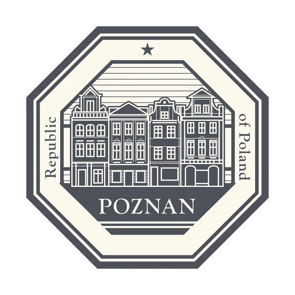 Abstract rubber stamp with Poznan old town — Stock Vector