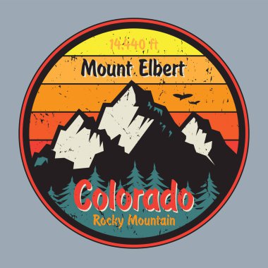 Colorado etiket veya dağlar ile damga