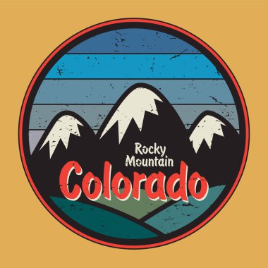 Colorado etiket veya dağlar ile damga