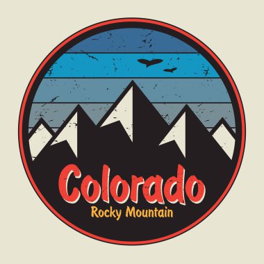 Colorado etiket veya dağlar ile damga