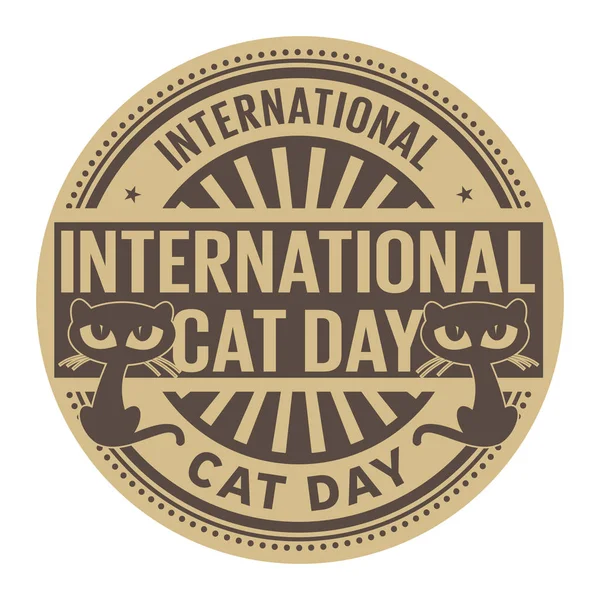 Mezinárodní den kočky, abstraktní gumové razítko — Stockový vektor
