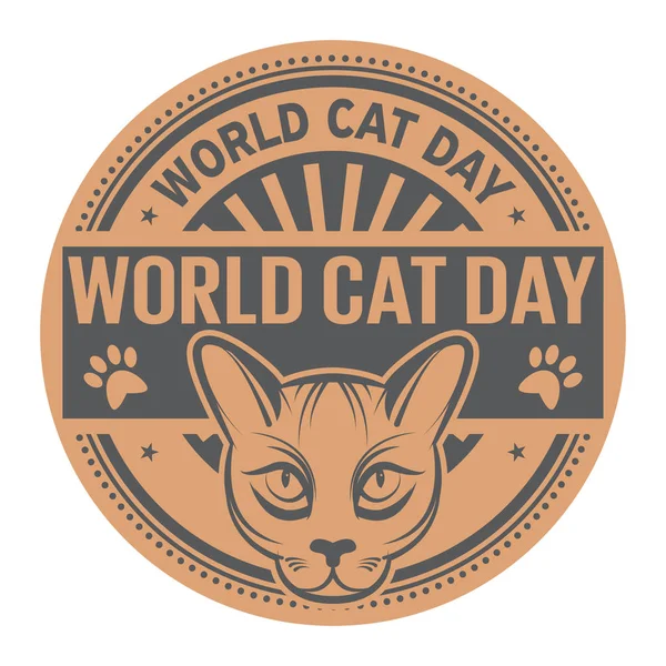 Světový den kočky, abstraktní gumové razítko — Stockový vektor