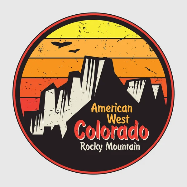 Colorado etichetta o timbro con montagne — Vettoriale Stock