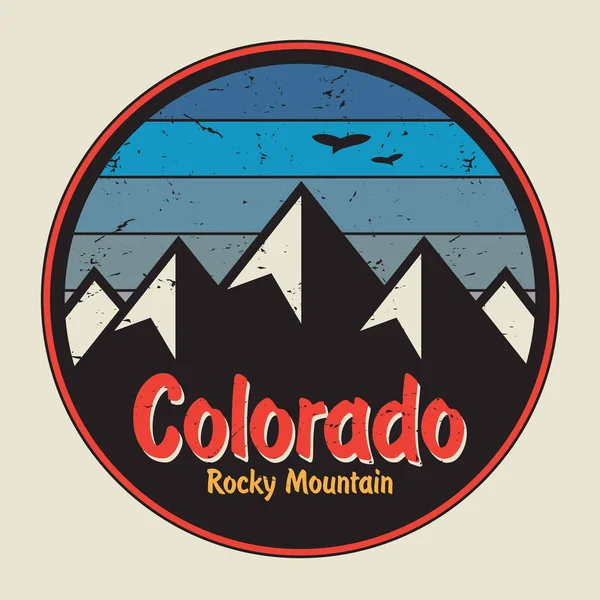 Étiquette ou timbre Colorado avec montagnes — Image vectorielle