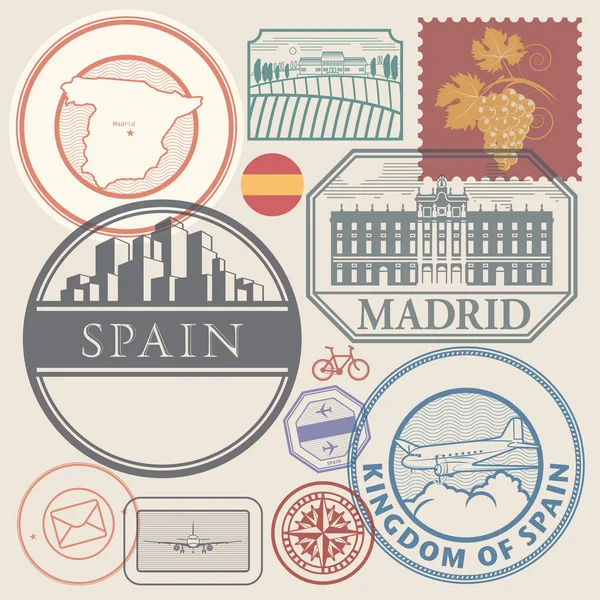 Reizen stempels of symbolen set Spanje, Europa — Stockvector