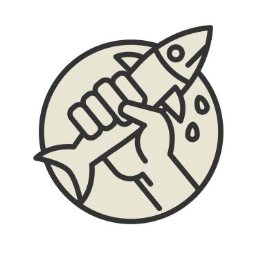 Eldeki balık simgesi veya sembolü izole 