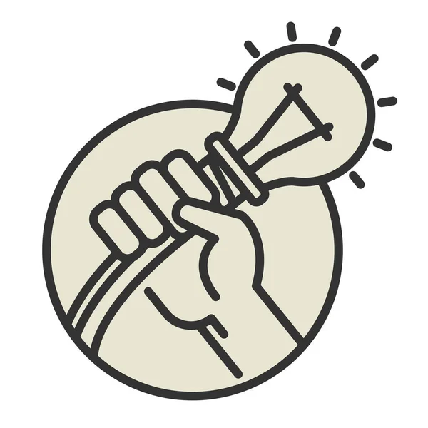 Glödlampa i hand ikon eller symbol isolerad — Stock vektor