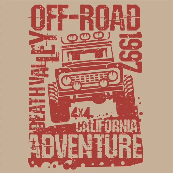 Road Extreme Adventure Suv Poster Shirt Ontwerp Vector Illustratie — Stockvector