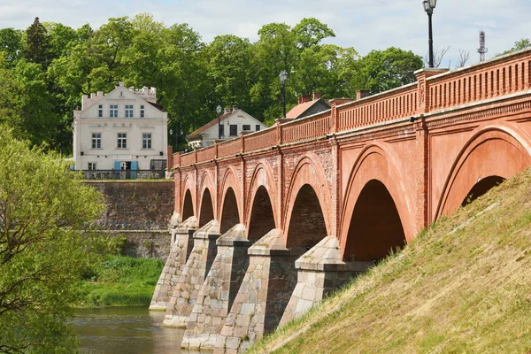 Kuldiga June Brick Bridge June 2020 Kuldiga Latvia Kuldiga Ancient — Stock Photo, Image