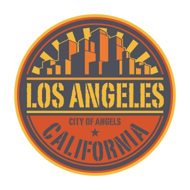 Los Angeles, California, Melekler Şehri, vektör illüstrasyonlu damga ya da etiket