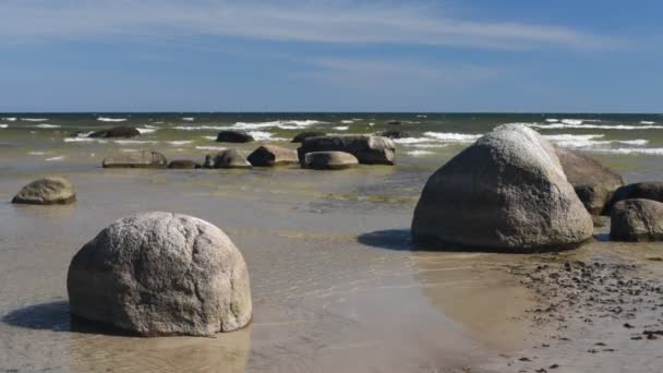 Камни Берегу Балтийского Моря — стоковое видео