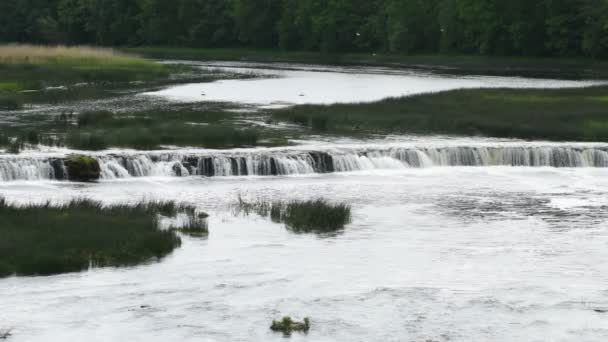 View Widest Waterfall Europe Located Kuldiga City Latvia — Stock Video