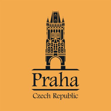 Pudra Kulesi ile soyut tasarım ve Prag, Çek Cumhuriyeti, vektör illüstrasyon