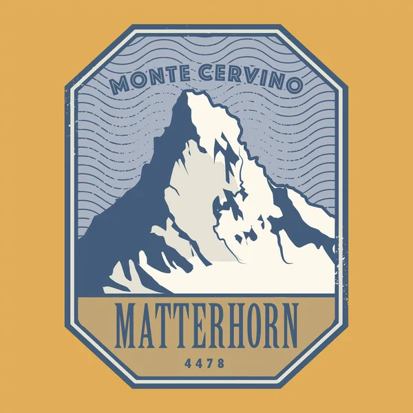 Matterhorn Krajina Alp Vrchol Matterhorn Vektorové Ilustrace — Stockový vektor