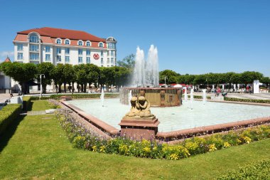 Sopot, 14 Temmuz: Merkez şehir meydanı 14 Temmuz 2020, Sopot, Polonya. Sopot, Doğu Pomeranya 'da bir sahil kentidir.