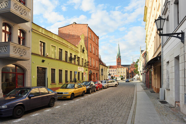Torun, July 13: Street of Old Town on July 13, 2020 at Torun, Poland. Torun is a historical city on the Vistula River in north-central Poland