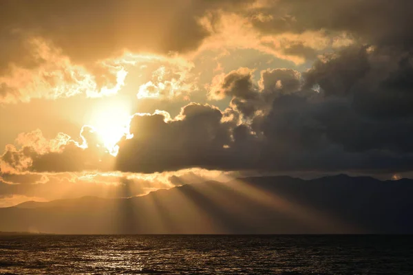 Tramonto Sul Mediterraneo Isola Creta Grecia — Foto Stock