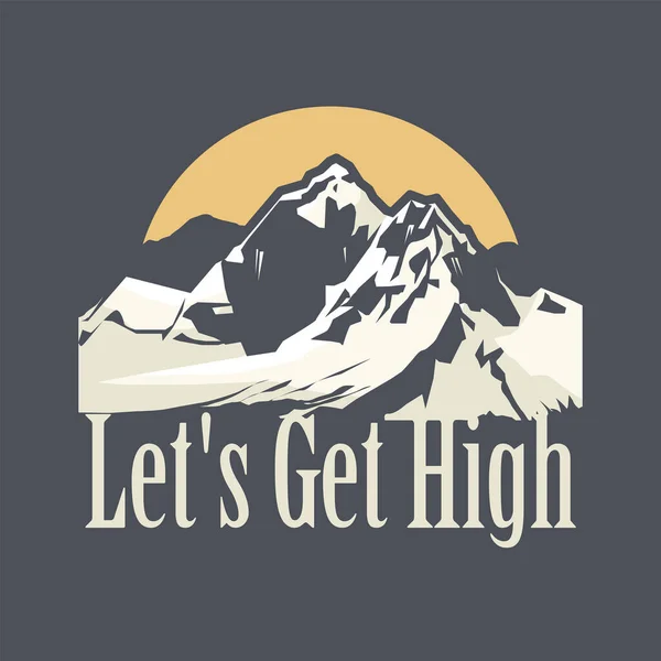 Let Get High Esqui Caminhadas Mountain Climbing Esqui Caminhada Projeto — Vetor de Stock