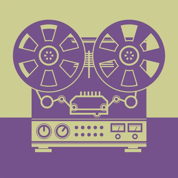 Vintage Analog Stereo Reel Reel Tape Deck Player Vector Illustration — Stock Vector