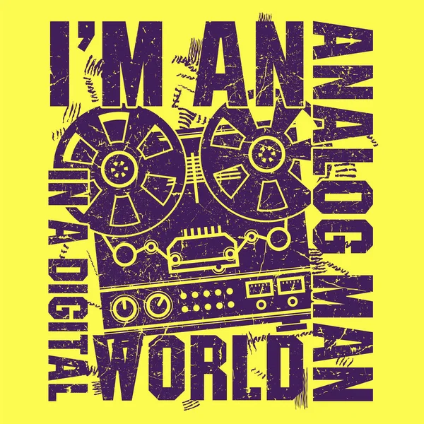 Analog Man Digital World Vector Illustration — Stock Vector