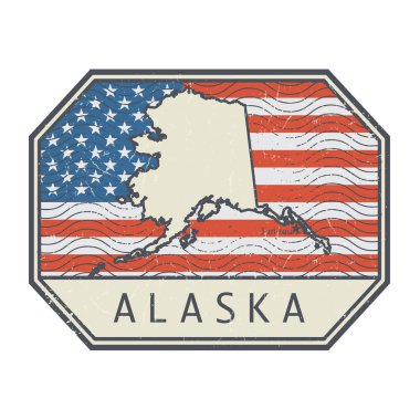 Amerika Birleşik Devletleri, Alaska 'nın isim ve haritasıyla damgalayın ya da imzalayın.