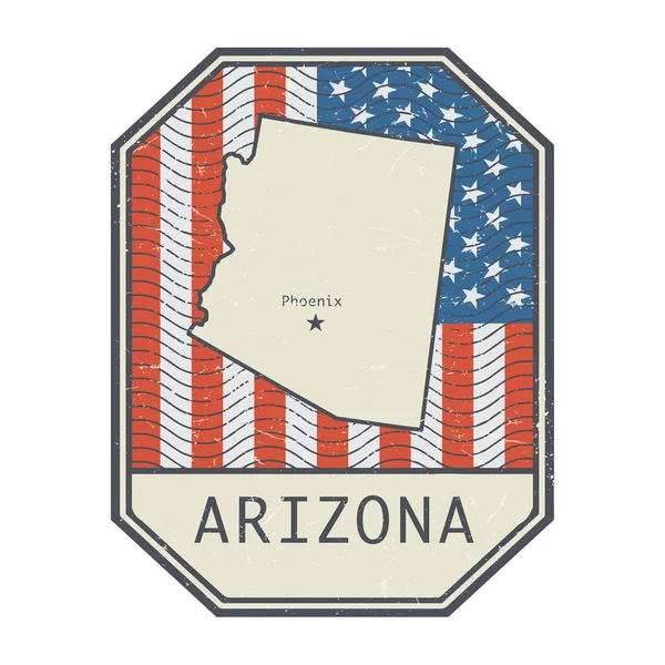 Sello Signo Con Nombre Mapa Arizona Estados Unidos Ilustración Vectorial — Archivo Imágenes Vectoriales