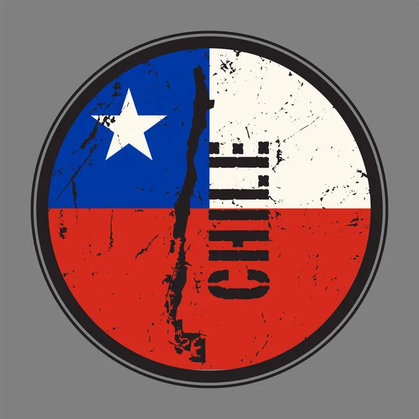 Σφραγίδα Vintage Έμβλημα Χιλή Χάρτη Και Σημαία Διανυσματική Απεικόνιση — Διανυσματικό Αρχείο